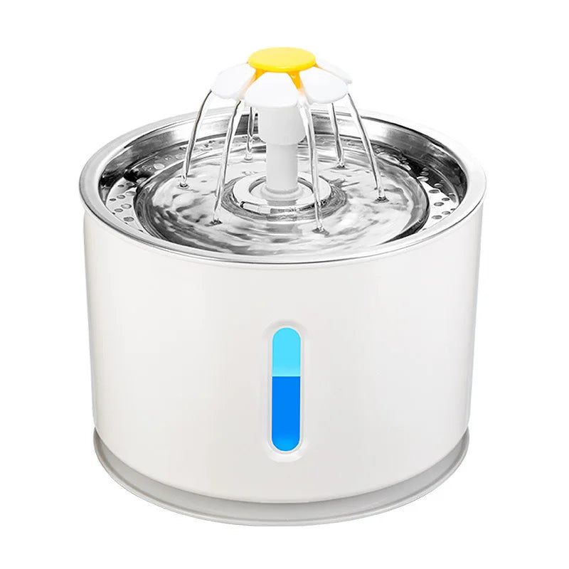 Fonte de água para gatos, água circulante totalmente automática, dispositivo popular para beber flores, lâmpada led de indução vermelha e azul
