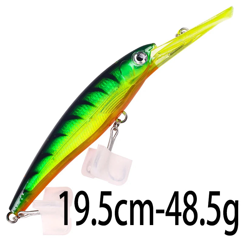 48-90-95g isca de pesca mergulho profundo minnow isca artificial wobblers enfrentar pesca carpa pique walleye original mar isca de pesca