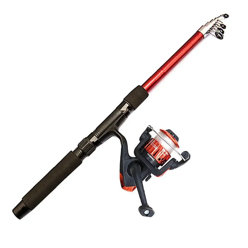 Vara de pesca portátil, vara de arremesso remota, fibra de vidro, 1.8/1.5m, vara de pesca telescópica, relação de engrenagem, molinete de pesca
