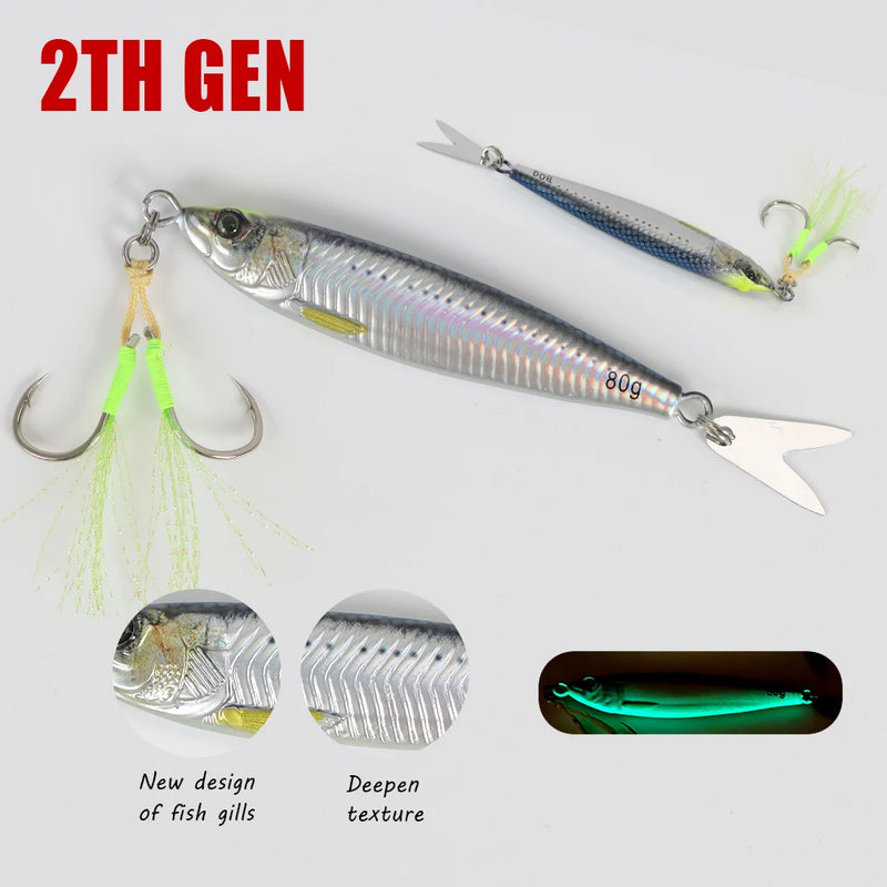 Tolu 2024 novo 3d impresso rápido afundando metal gabarito isca 20g 30g 40g 60g 80g água salgada costa fundição isca de pesca vertical metal gabarito