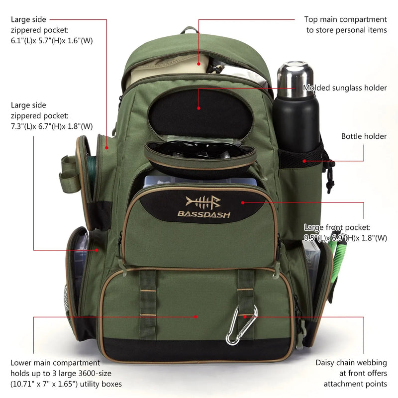 Bassdash Saco De Pesca Combater Mochila Leve Tático Combater Caixa Multifuncional