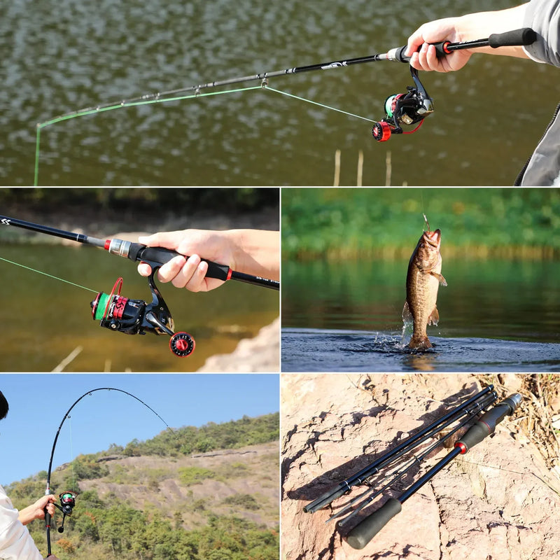 Sougayilang 1.8m 2.1m fibra de carbono fiação fundição vara de pesca vara de arremesso para baixo pique truta pesca caña de pescar