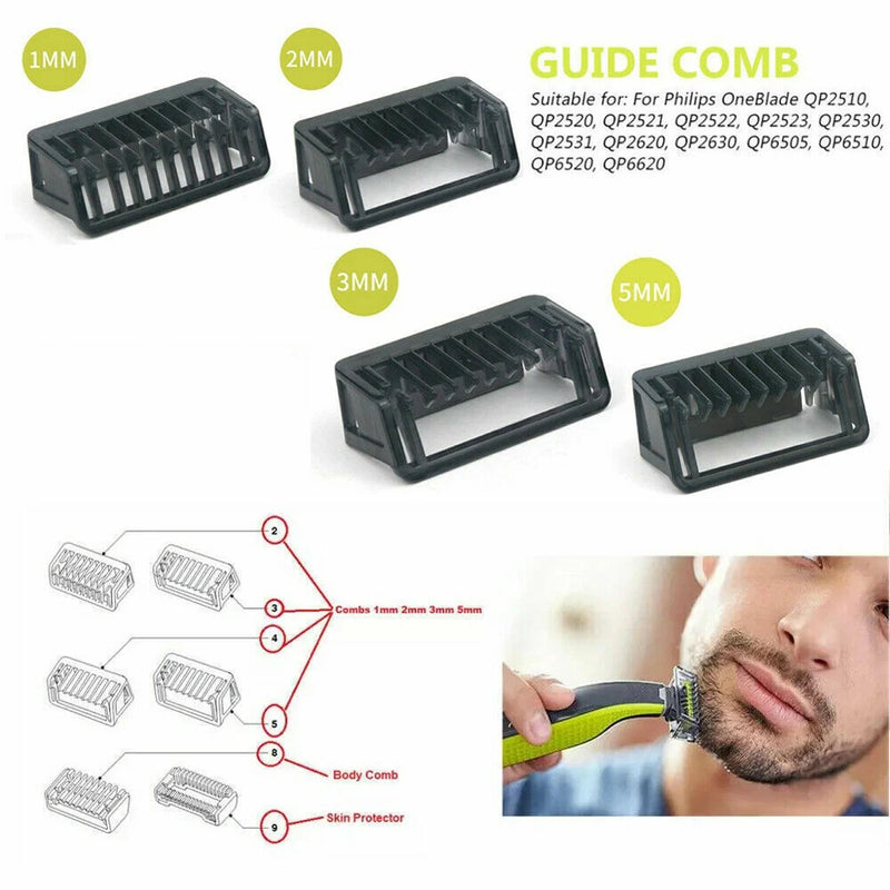 Aparador de pente e Clipper para Philips OneBlade, One Blade Shaver Comb, Cabeça de corte pinça, QP2520, QP2530, QP2620, 1mm, 2mm, 3mm, 5mm