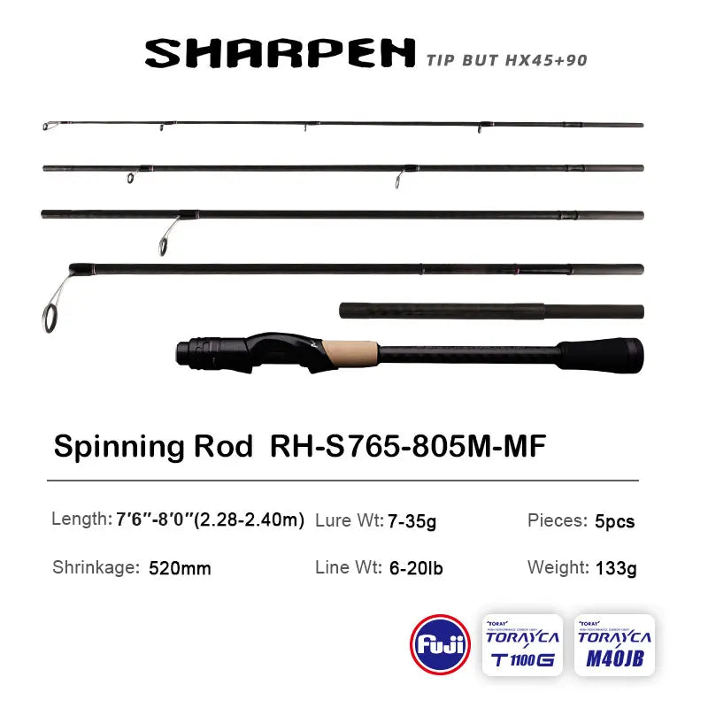 Purelure sharp viagem isca macia longa fiação e fundição xf/mf ação hastes fuji componentes baixo pique vara de pesca carretel
