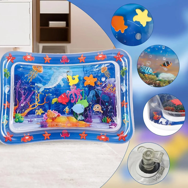 Tapete de jogo sensorial de água engrossado tapete de água inflável para gato e cão pet playmat com peixe mar oceano tema brinquedo sensorial água