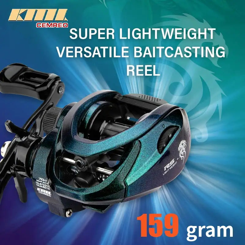 CEMREO Carretel de pesca de fundição de isca 7kg Sistema de freio magnético de arrasto 7.0:1 Carretel de corpo pequeno Equipamento de pesca Baixo Truta Pesca de carpa RS