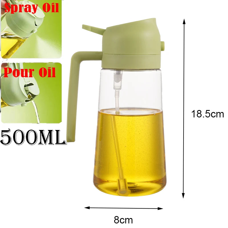 Pulverizador de óleo em spray de plástico 2 em 1, 500ml, garrafa, dispensador de óleo, galheteiro, churrasco, cozinha, assar, piquenique, ferramenta de cozinha