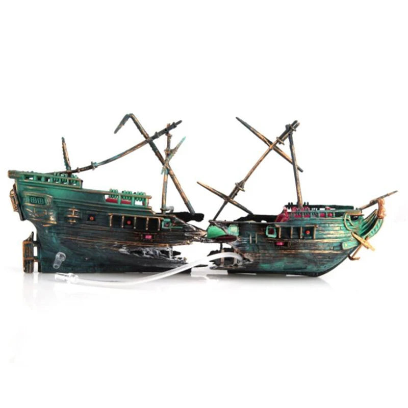 Grande decoração de aquário barco aquário navio ar dividido naufrágio tanque de peixes diy e decoração de casa
