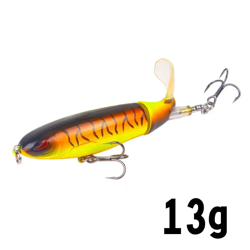 1 pçs 10cm/14cm topwater isca de pesca whopper popper isca artificial duro plopper macio rotação cauda equipamento de pesca isca de pesca