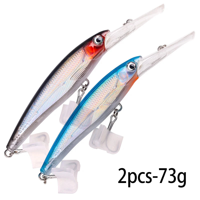 48-90-95g isca de pesca mergulho profundo minnow isca artificial wobblers enfrentar pesca carpa pique walleye original mar isca de pesca