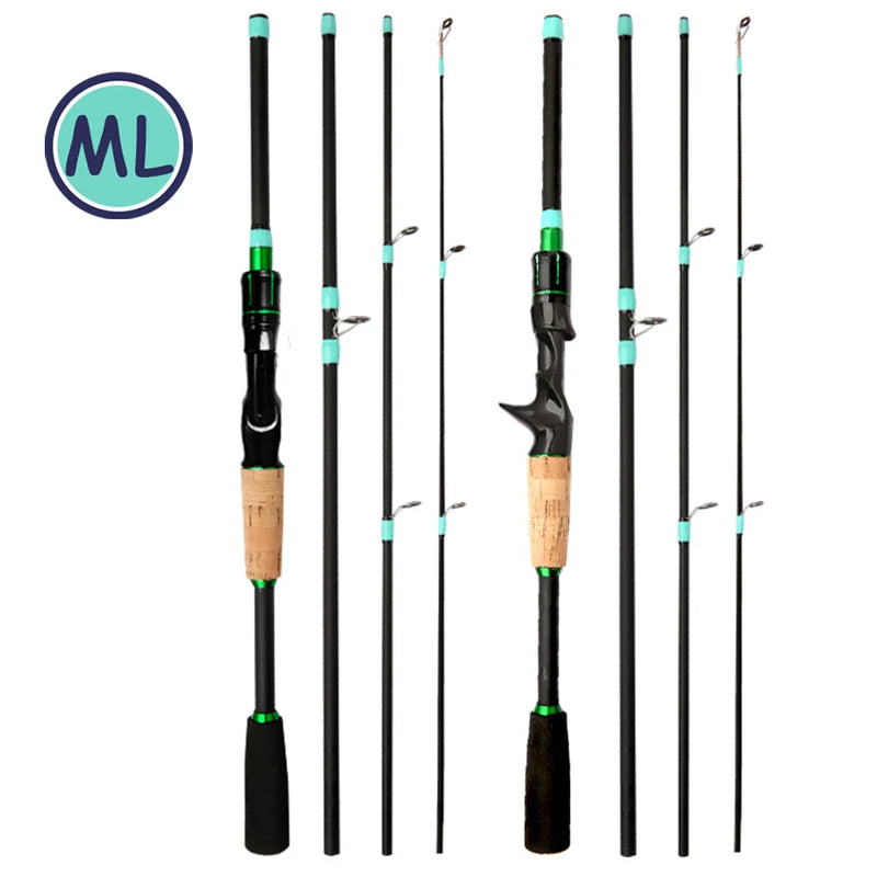 Light Carbon Fiber Lure Fishing Rods, Spinning Baitcasting Rod, Squid Octopus Boat Fishing, Ação ML, 1.8-2.1m, 4, 5 Seção, 3.5g-14g