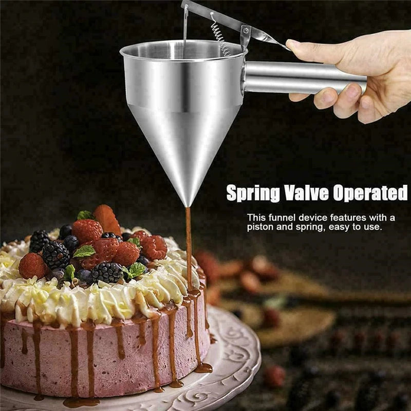 Ferramentas de cozimento takoyaki dispensador de funil de aço inoxidável com suporte polvo bolas massa padeiro ferramenta cozinha acessórios