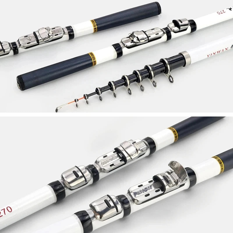 1.8m/2.1m/2.4m/2.7m/3.0m vara de pesca telescópica em rocha girando mosca carpa alimentador fibra vidro pesca mini viagem vara carretel assento