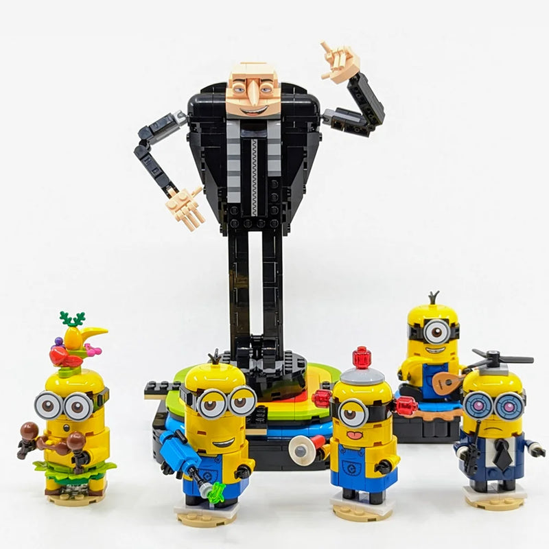Miniso Gru e Minions Blocos Série de Filmes Pequeno Homem Amarelo Tijolo-Construído Modelo Bloco de Construção Tijolos Brinquedos Meninos Presente