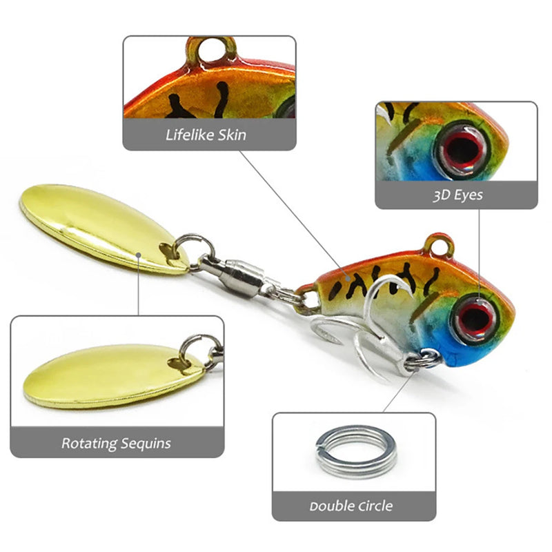 5 pçs spinner isca de pesca 5g/7g/10g/14g/20g fundição longa gota tiro isca vib vibração artificial isca giratória pique equipamento de pesca