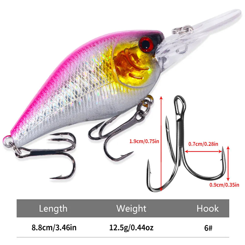 HENGJIA 1 peça 8.5cm 15g chocalho mergulho raso crankbait artificial wobbler para baixo pique isca dura isca de pesca equipamento 6 cores