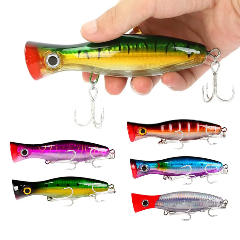Proberos isca de pesca popper, 1 peça, 13cm, 43g, isca artificial dura com 2 ganchos agudos, iscas de pesca de carpa, wobbler, isca luu