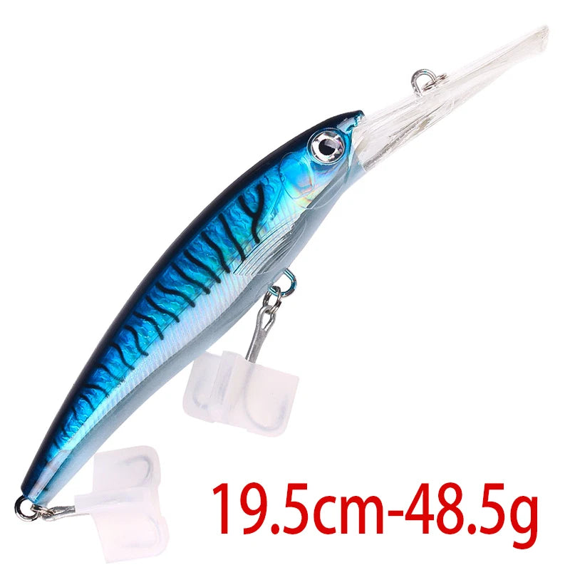 48-90-95g isca de pesca mergulho profundo minnow isca artificial wobblers enfrentar pesca carpa pique walleye original mar isca de pesca