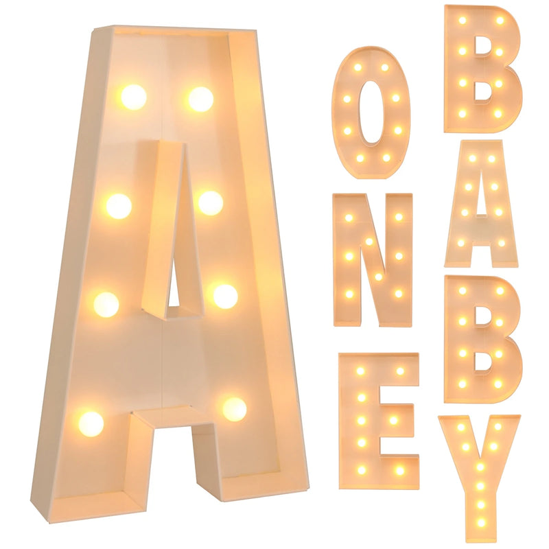 Caixa de quadro de luz led com letras gigantes, 91.5cm, chá de bebê, natal, 1 ° aniversário, festa de casamento, decoração, nome diy, caixa de enchimento de balão