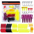 Goture kit de isca macia 40 peças conjunto de isca de silicone 5cm 0.7g gancho de gabarito 3.2cm 3.5g ganchos de pesca com caixa de equipamento de pesca isca macia