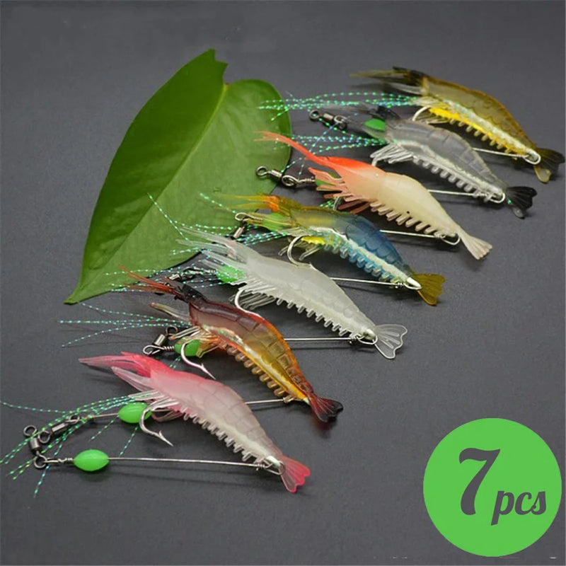 3pcs/7pcs iscas de camarão iscas de pesca isca de pesca artificial isca artificial ascesorios pesca