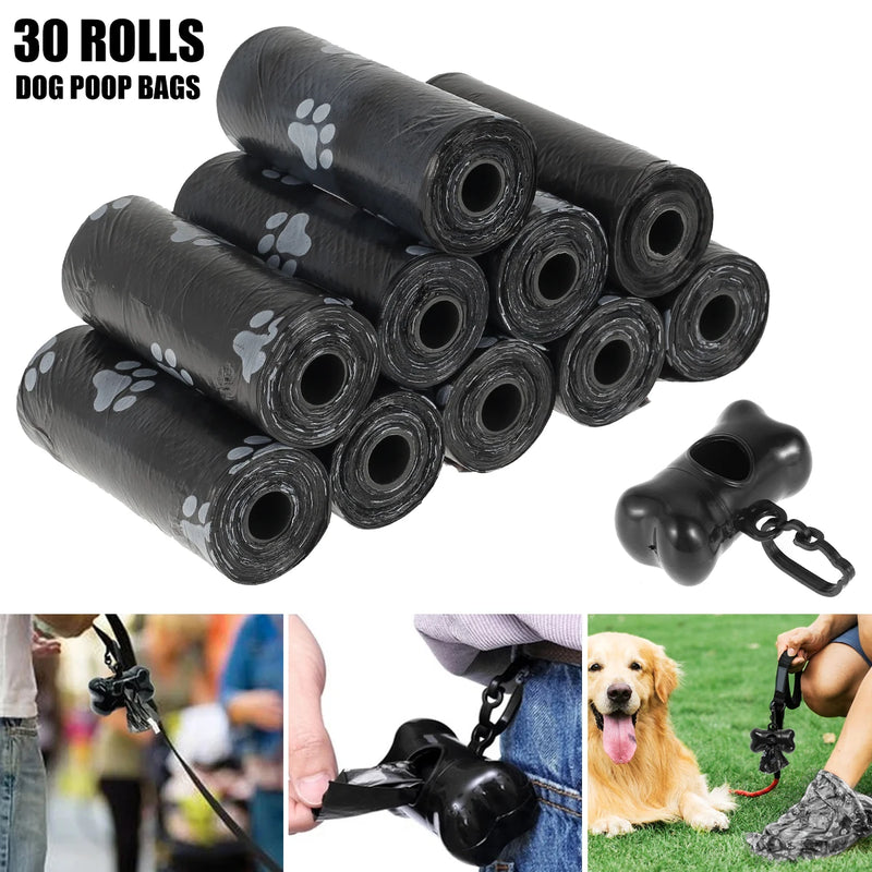 30 rolo sacos de cocô de cão descartáveis sacos de resíduos de animais de estimação sacos de resíduos de cão design cocô de animal de estimação limpo pegar saco de osso dispensador ferramentas