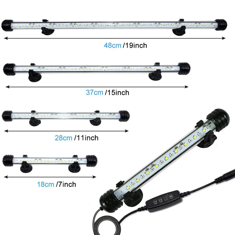 18-48cm led luzes do aquário à prova dwaterproof água luz do tanque de peixes pode ser escurecido lâmpada submersível com temporizador ligar/desligar automático decoração subaquática 3 modos
