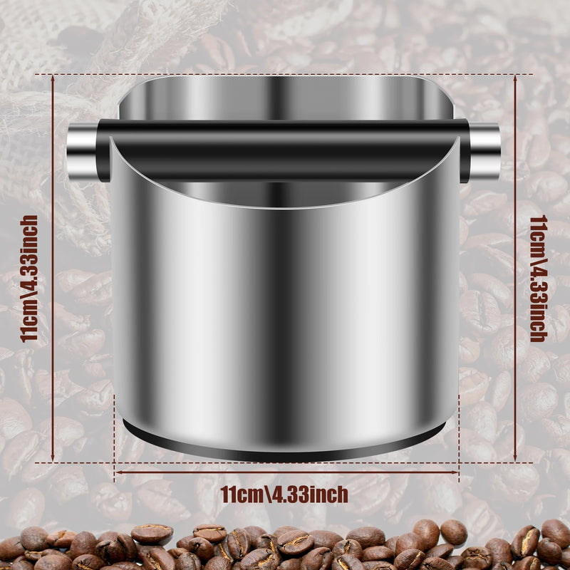 Caixa de batida de café de aço inoxidável caixa de batida de café expresso antiderrapante caixa de batida de café com anel de borracha chanfrado lixo de café