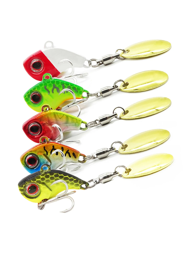 5 pçs spinner isca de pesca 5g/7g/10g/14g/20g fundição longa gota tiro isca vib vibração artificial isca giratória pique equipamento de pesca