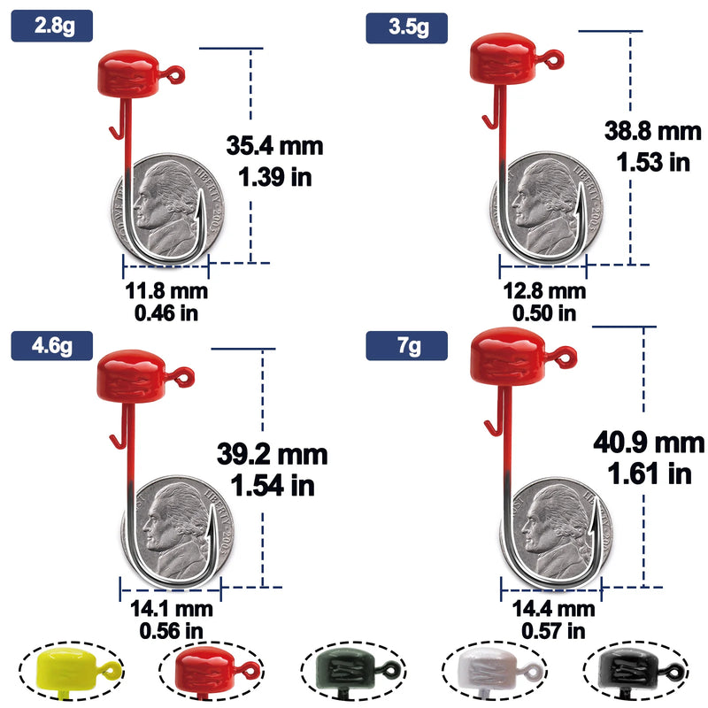 9km ned rig jighead cabeças de gabarito de pesca ganchos 5 pçs weedless em forma de cogumelo cabeça de peso para tipo de peixe baixo isca de pesca de água doce