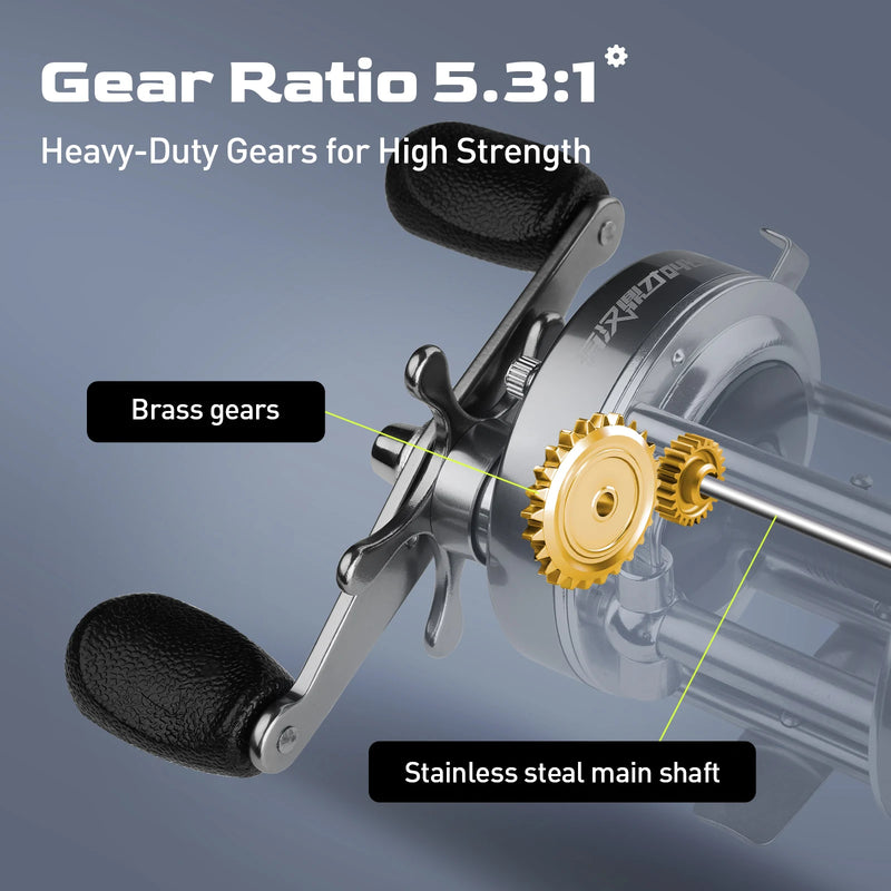 HANDING Flag Redonda Baitcasting Reel, Alumínio Liga Carretéis De Pesca Do Corpo, 13kg Max Drag, 5.3:1 Relação De Engrenagem, 12 + 1 BB Reel para Pike