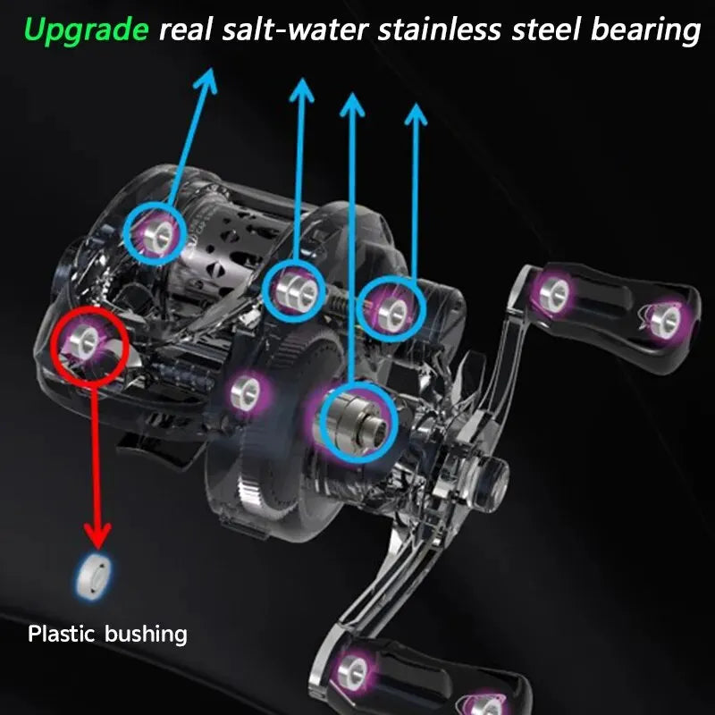 SOLOKING-Ultralight Baitcasting Reel, Carretel de pesca de água salgada, 10 + 1BB, Potência 4kg, ACURA HICC50, BFS, 7.1, 8.1 Gear Ratio, 136g
