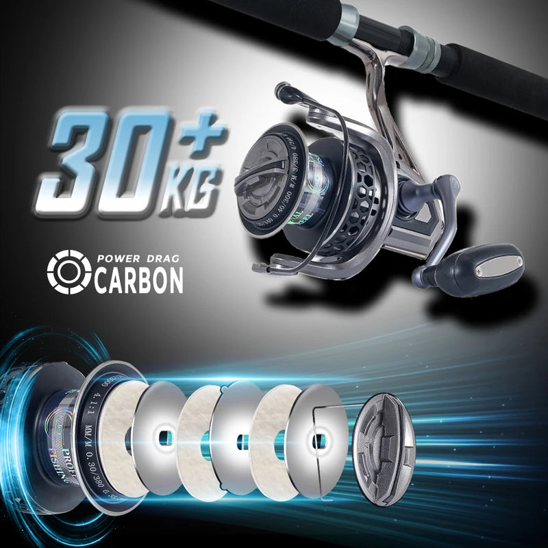 Marca MBLN, série 8000-12000, carretel de pesca giratório, arrasto máximo 30KG, carretel de liga, alça e pé, parafuso e rolamento de aço, pesca em barco marítimo