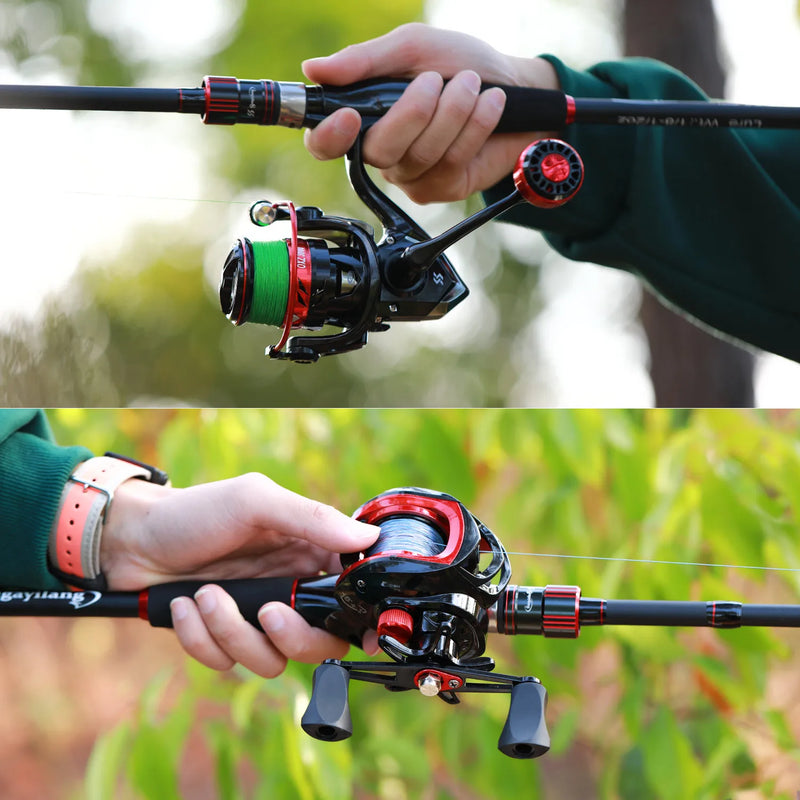 Sougayilang vara de pesca 1.8 ~ 2.1m fibra de carbono fiação fundição isca haste max arraste 10kg para baixo pique truta pesca caña de pescar