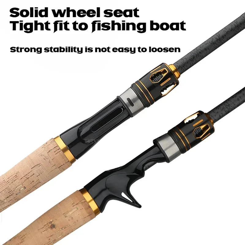Vara de isca de fibra de carbono, 1.8m/2.1m/2.4m/2.7m, seção ultracurta, fiação/casting, viagem, varas de pesca super duras