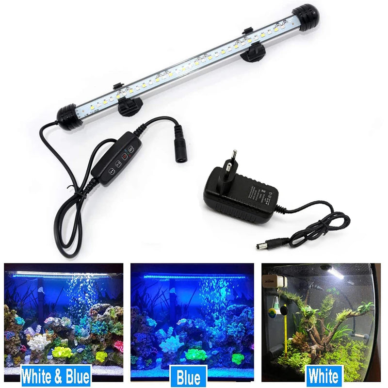 18-48cm led luzes do aquário à prova dwaterproof água luz do tanque de peixes pode ser escurecido lâmpada submersível com temporizador ligar/desligar automático decoração subaquática 3 modos