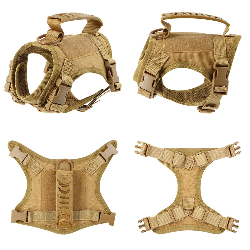 Arnês tático para gatos, para caminhada, à prova de fuga, ajustável, colete para animais de estimação, malha macia com alça de controle para gato grande, cachorro pequeno