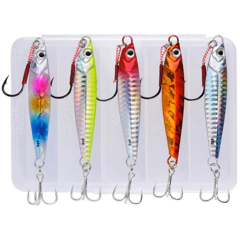 5 pçs metal gabarito isca de pesca pesos 10g-40g corrico isca dura baixo isca de pesca enfrentar truta jigging isca gabaritos iscas de água salgada