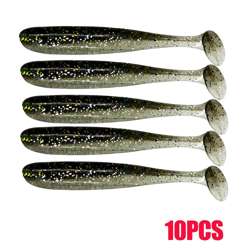 10-50 pçs 70mm isca de pesca macia artificial silicone truta shad carpa minhoca afundando isca t cauda jigging wobbler isca de pesca enfrentar