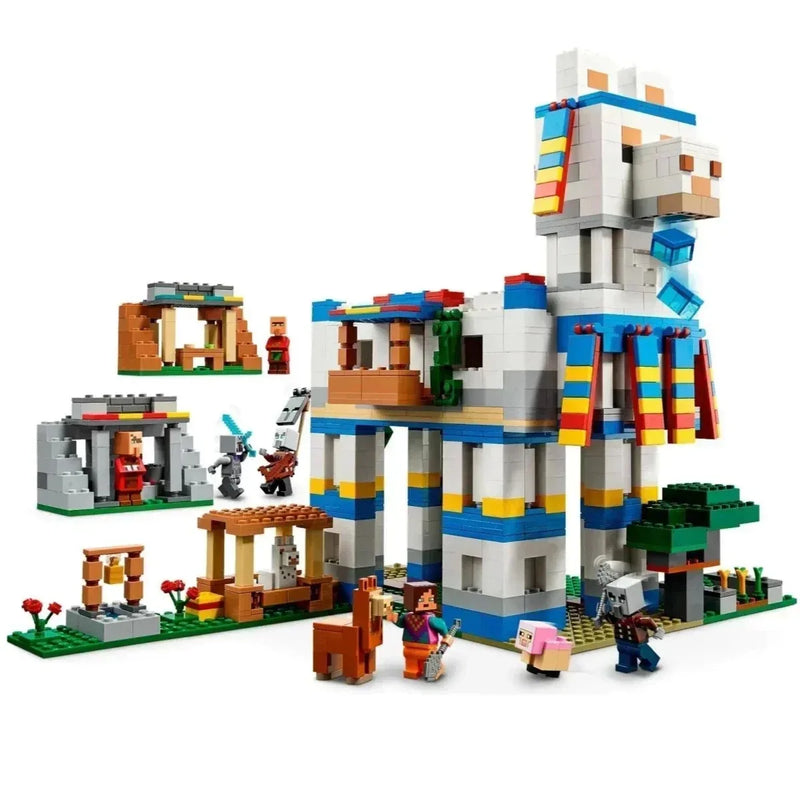 Miniso disneynew jogo mundo 1:1 restaurar alpaca aldeia compatível com 21188 blocos de construção tijolos brinquedos 1252 pçs crianças presente brinquedos