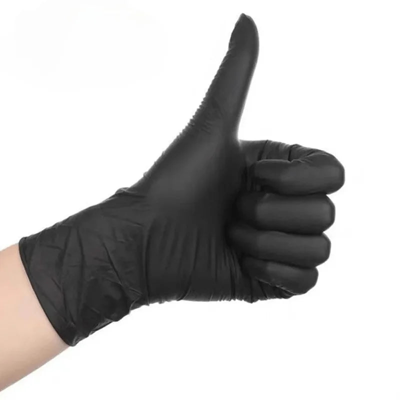 50/100 pçs luvas descartáveis de nitrilo preto para uso doméstico látex livre em pó luvas de limpeza tatuagem ferramentas de cabeleireiro