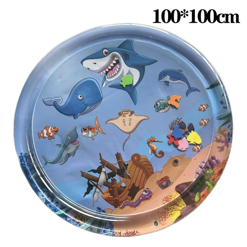 Tapete de jogo sensorial de água engrossado tapete de água inflável para gato e cão pet playmat com peixe mar oceano tema brinquedo sensorial água