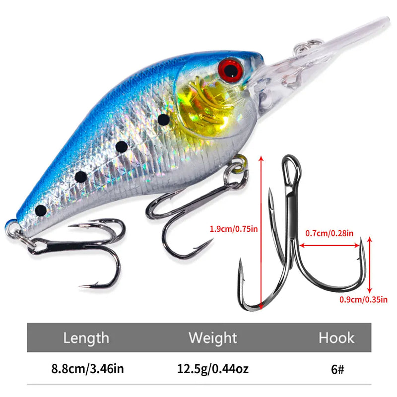 HENGJIA 1 peça 8.5cm 15g chocalho mergulho raso crankbait artificial wobbler para baixo pique isca dura isca de pesca equipamento 6 cores