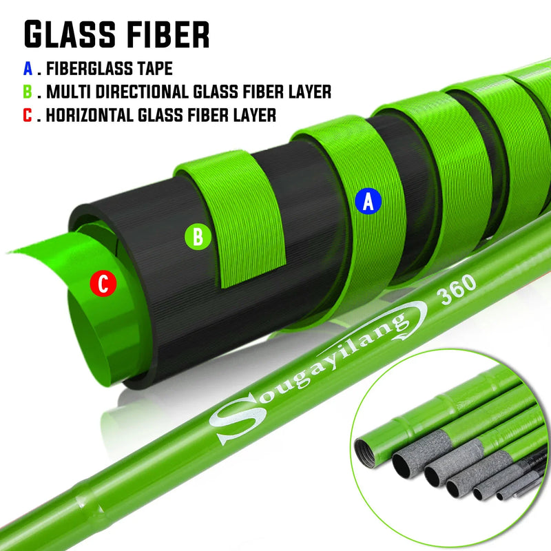 Sougayilang vara de pesca da carpa 2.7/3.6/4.5/5.4m fibra de carbono dura portátil ultra leve pólo telescópico max arraste 5kg ferramentas de pesca
