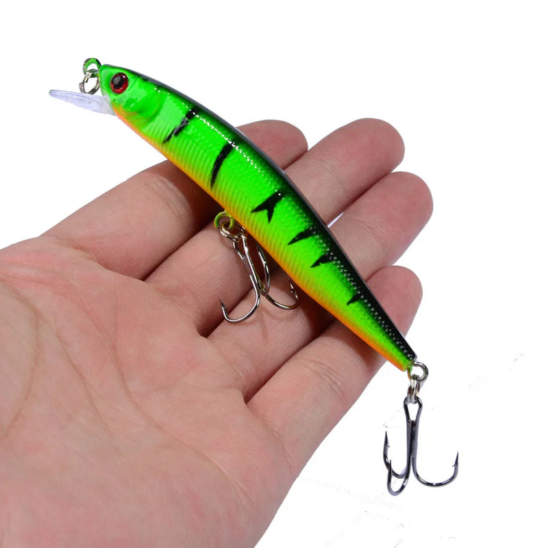 1 pçs minnow isca de pesca 95mm 8g flutuante isca dura wobbler jig isca crankbait carpa listrado baixo pesca equipamento de pesca swimbait