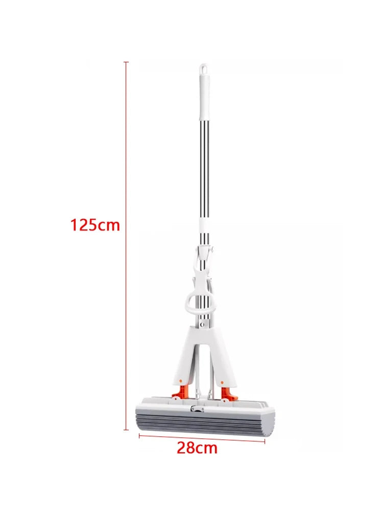 Esfregão de algodão de borracha com drenagem automática espremida, mão livre, mágico, auto-limpeza, esfregão plano, esponja reutilizável, ferramenta de limpeza de piso doméstico