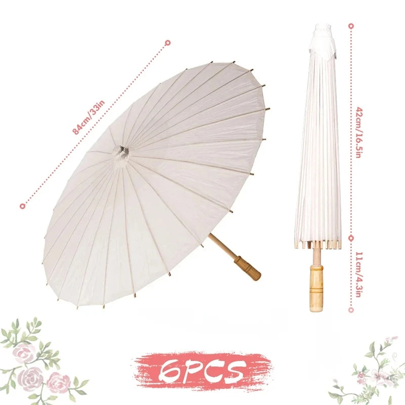 Guarda-chuvas de papel para casamento, 60/84cm, cabo de madeira chinês, branco, faça você mesmo, adereços de fotografia rústica para chá de bebê, festa de casamento