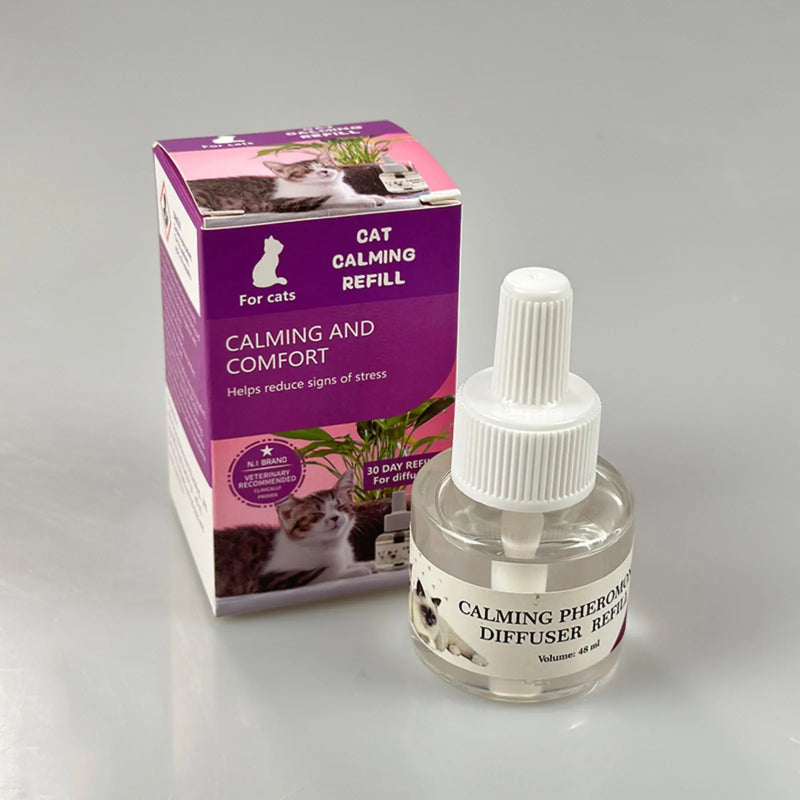 Difusor de feromônios para gatos, 48ml, plug-in, relaxantes, kit de inicialização, recarga, spray calmante para calma, relaxante, casa, gato