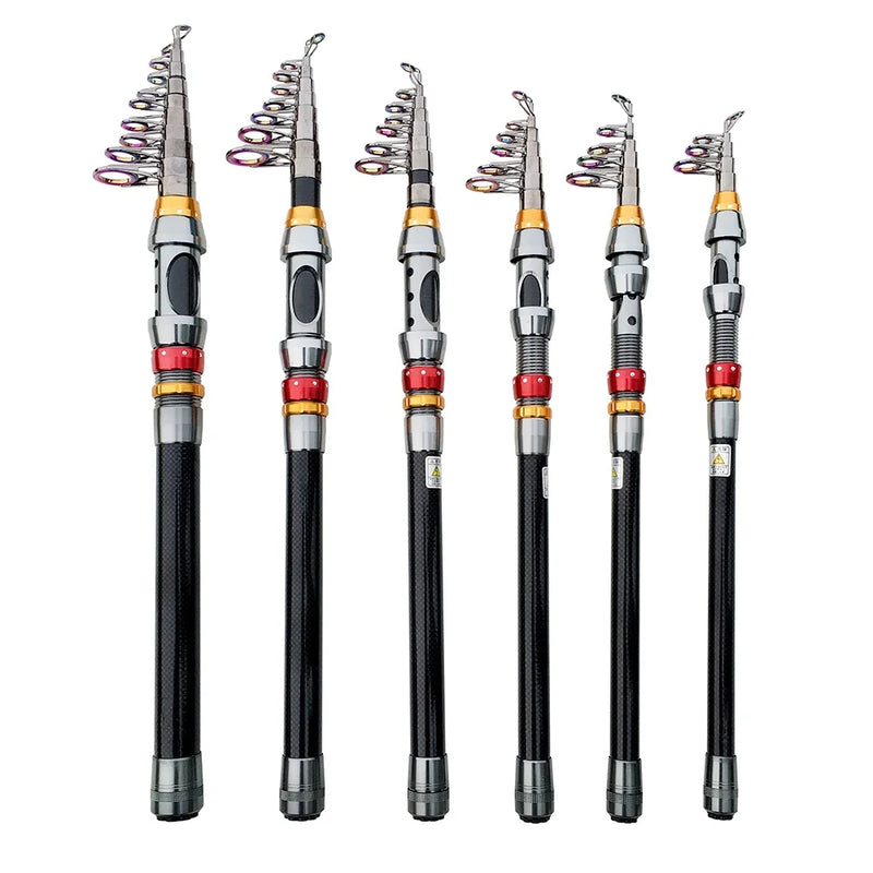 1.8-3.6m vara de pesca de fibra de carbono e carretel combo super duro telescópica pólo de pesca kit de carretel de fiação resistência máxima 3-8kg pesca