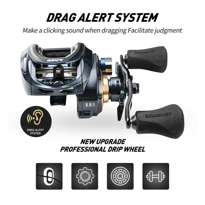 Baitcasting Reel Corpo De Metal 15KG Max Arraste 8 + 1 Rolamentos Quadro De Alumínio De Água Doce Água Salgada Carretel De Pesca
